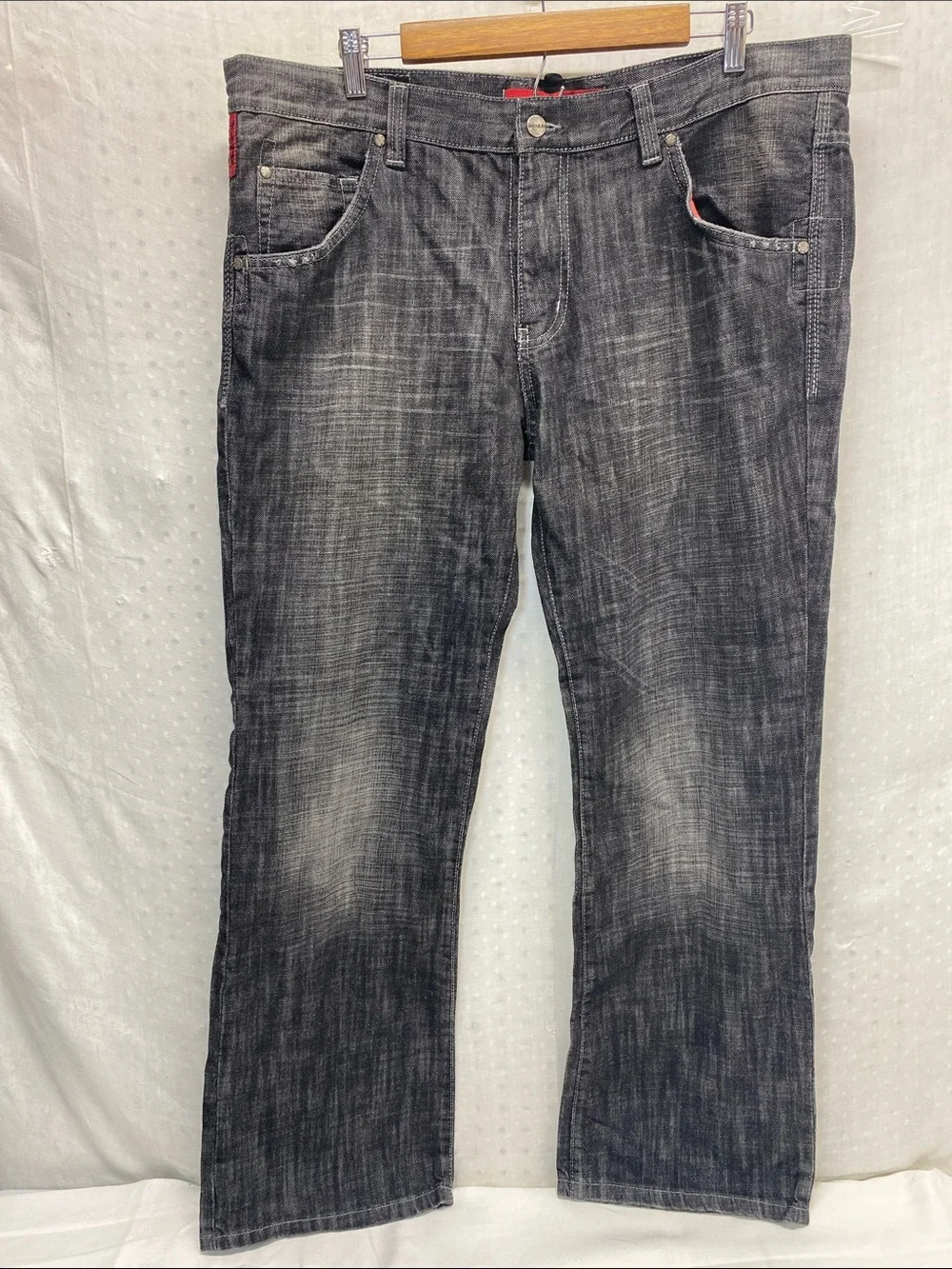 Signum Classic Straight Men’s Jeans In A Dark Wash 40x32 Red Accents